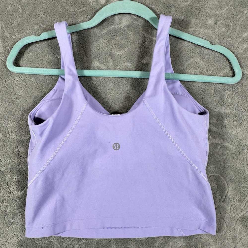 Lululemon Align Tank Top Women 8 Purple Cropped Built In Bra Pads Athletic Yoga